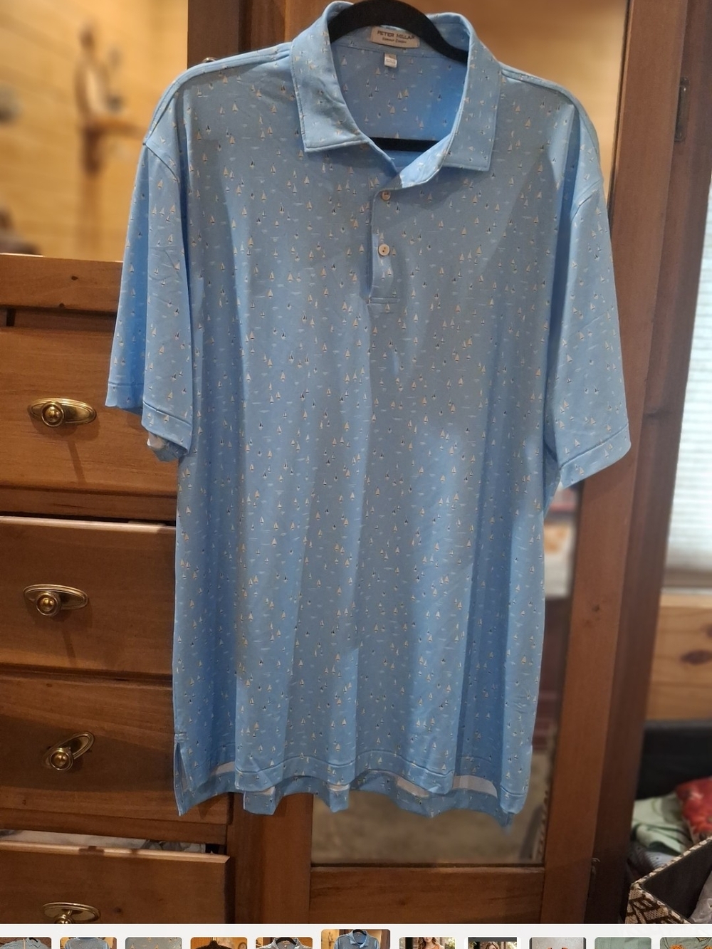 Peter Millar Light Blue Short-Sleeve Polo with Micro Pattern - Picture 2 of 16
